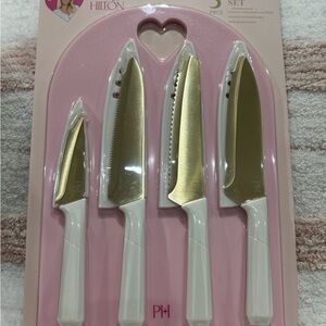 Paris Hilton White & Gold 5-Piece Knife Set